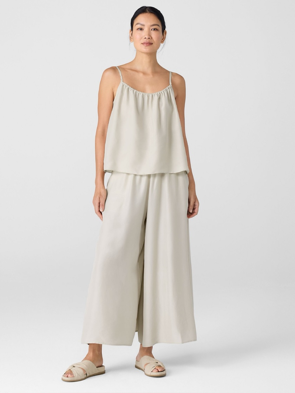 Eileen Fisher Wide Leg Silk Pants Size XL Pull On Luxury